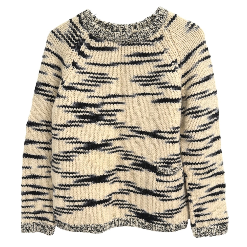 Calypso St. Barth 100% Wool Sweater Size M Stripe Chunky Knit Boho Winter Cabin